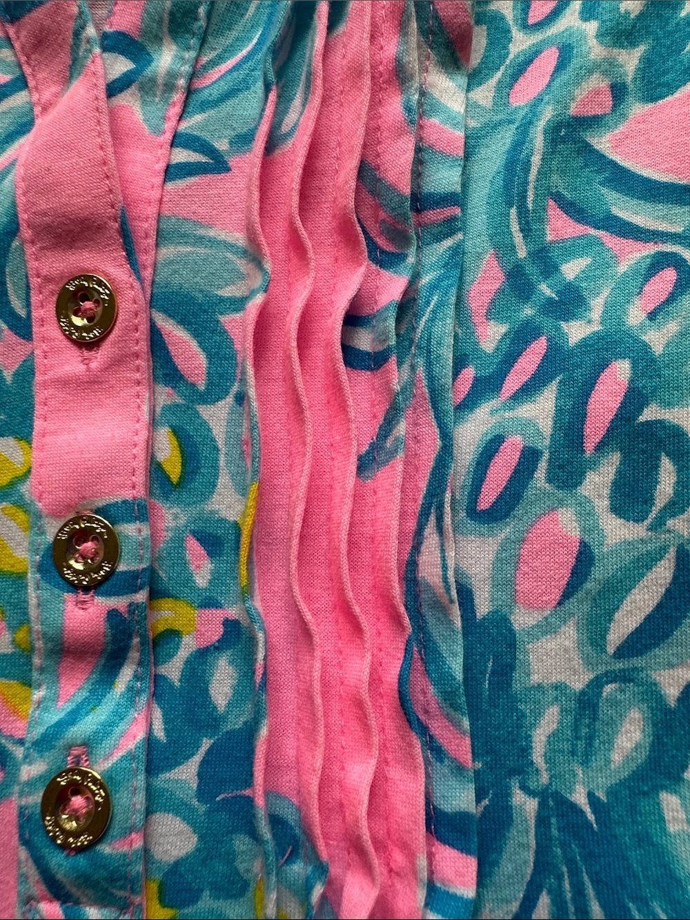 Lilly Pulitzer Pink Tropical Pineapple Print Ruffle Sleeve Top - Picture 9 of 9